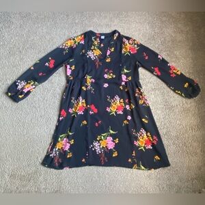 Floral black Old Navy dress with black slip, medium